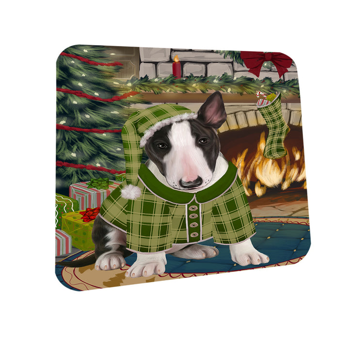 The Stocking was Hung Bull Terrier Dog Coasters Set of 4 CST55209
