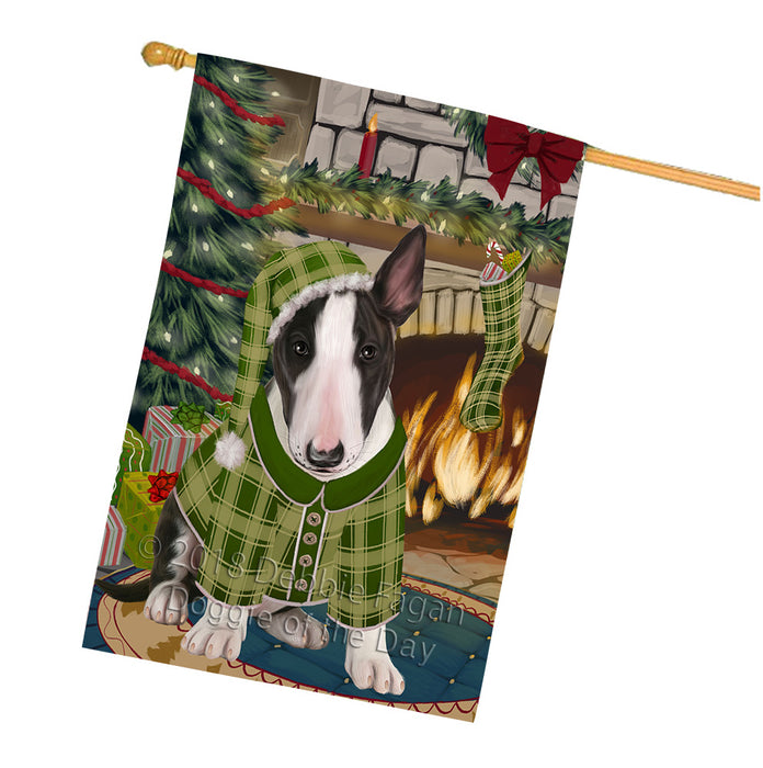 The Stocking was Hung Bull Terrier Dog House Flag FLG55680