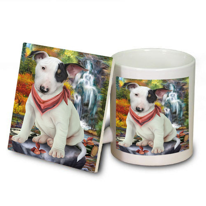 Scenic Waterfall Bull Terrier Dog Mug and Coaster Set MUC51837