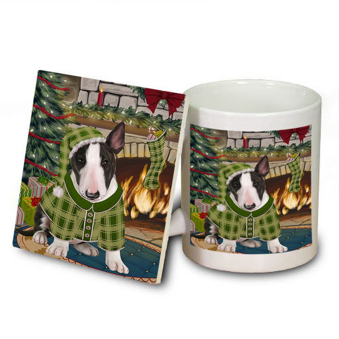 The Stocking was Hung Bull Terrier Dog Mug and Coaster Set MUC55243