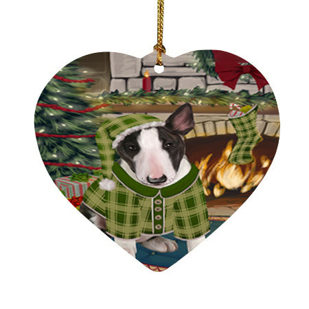 The Stocking was Hung Bull Terrier Dog Heart Christmas Ornament HPOR55607