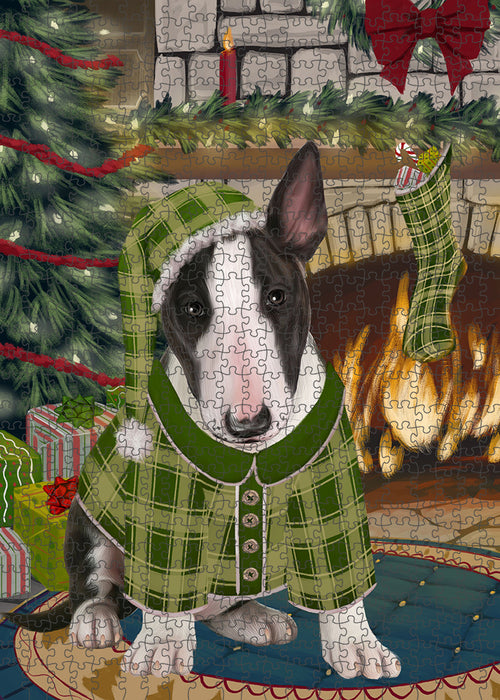 The Stocking was Hung Bull Terrier Dog Puzzle with Photo Tin PUZL89208