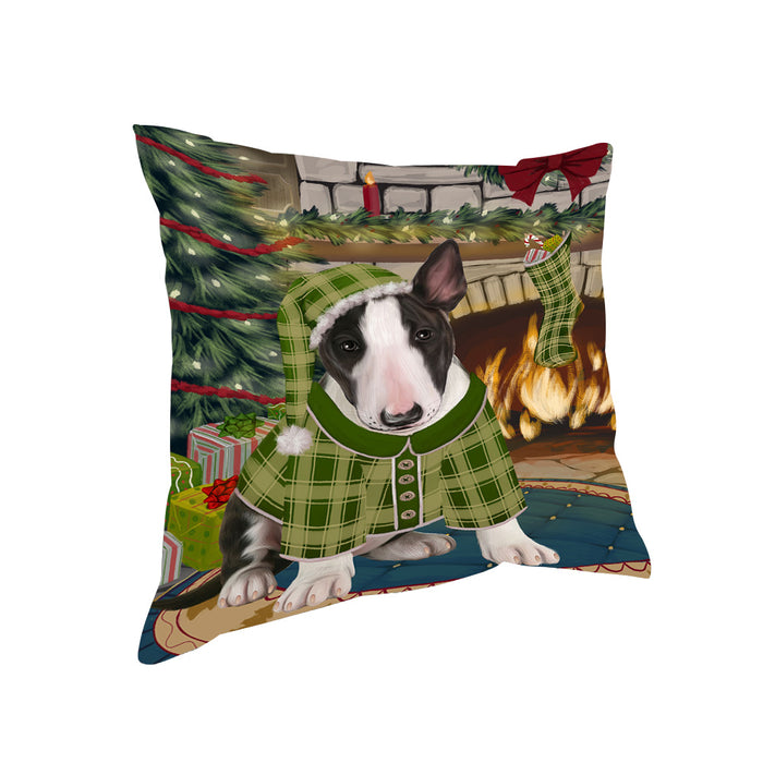 The Stocking was Hung Bull Terrier Dog Pillow PIL69932