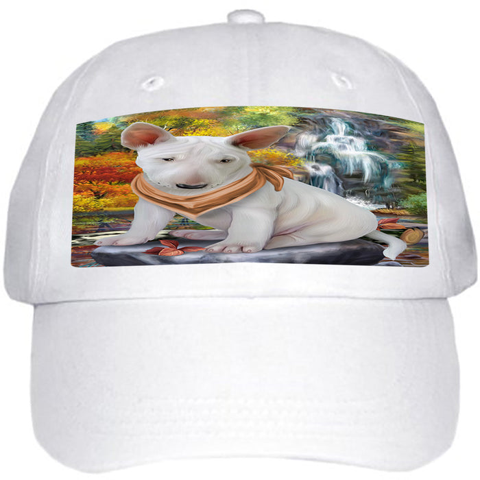 Scenic Waterfall Bull Terrier Dog Ball Hat Cap HAT59271