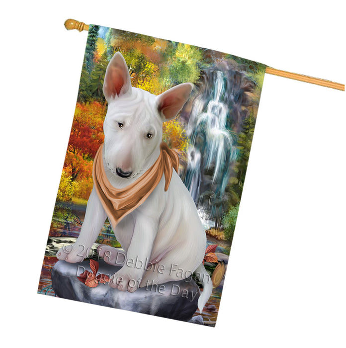 Scenic Waterfall Bull Terrier Dog House Flag FLG51979