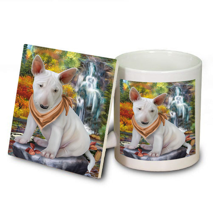 Scenic Waterfall Bull Terrier Dog Mug and Coaster Set MUC51838
