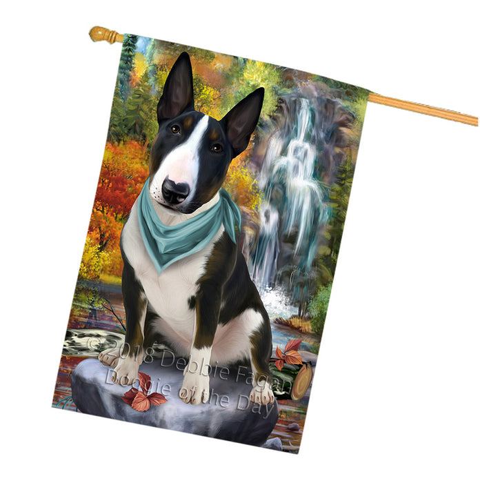 Scenic Waterfall Bull Terrier Dog House Flag FLG51980