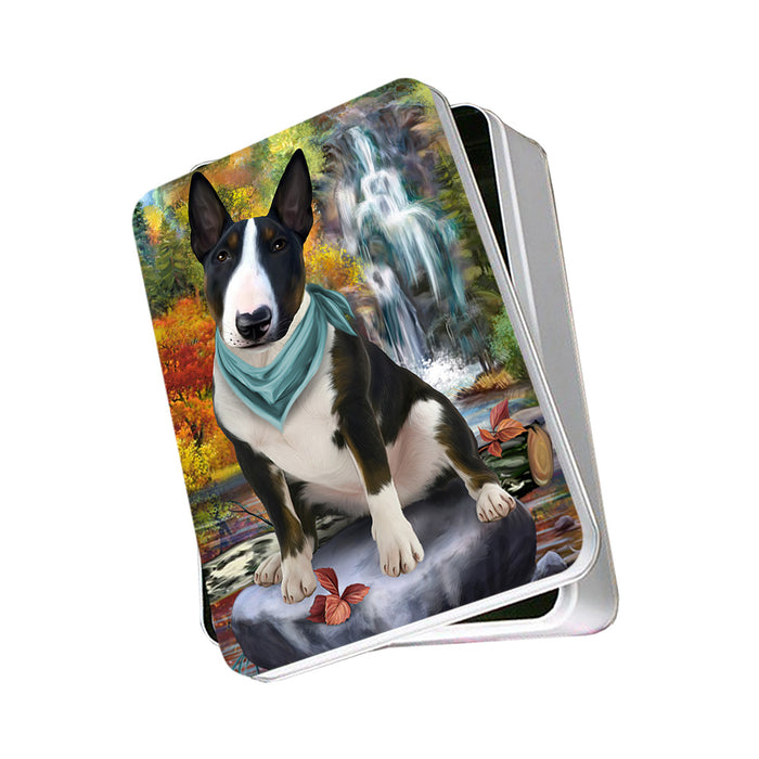 Scenic Waterfall Bull Terrier Dog Photo Storage Tin PITN51899