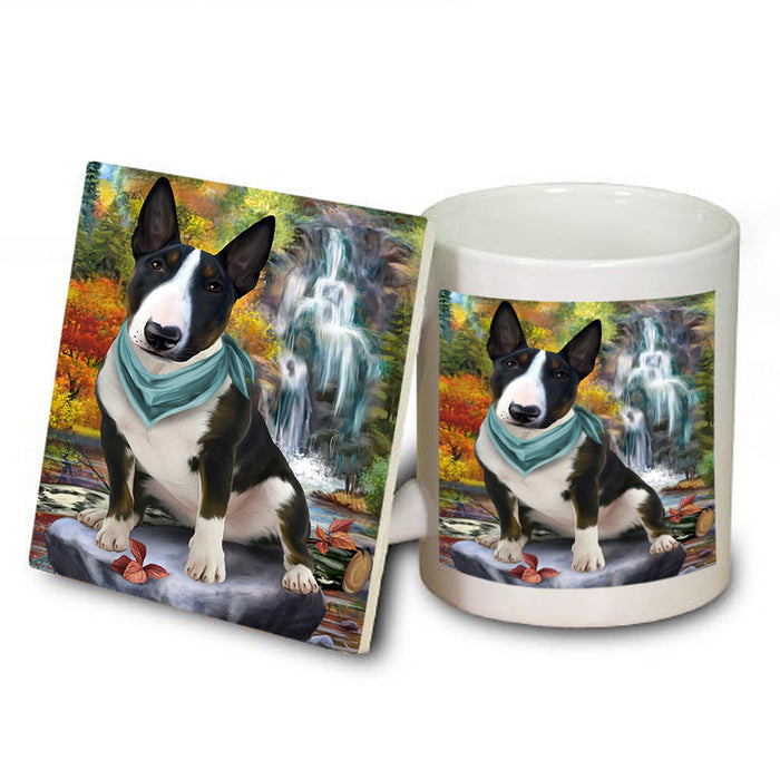 Scenic Waterfall Bull Terrier Dog Mug and Coaster Set MUC51839