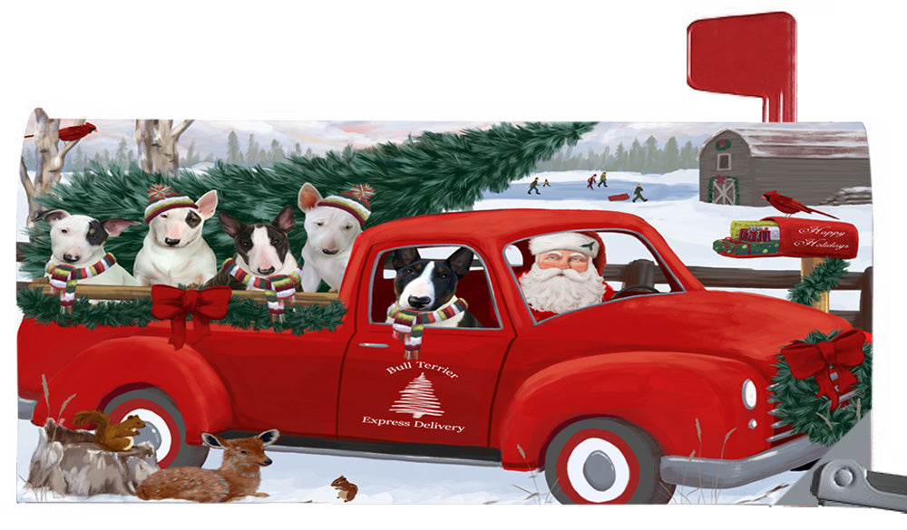 Magnetic Mailbox Cover Christmas Santa Express Delivery Bull Terriers Dog MBC48305