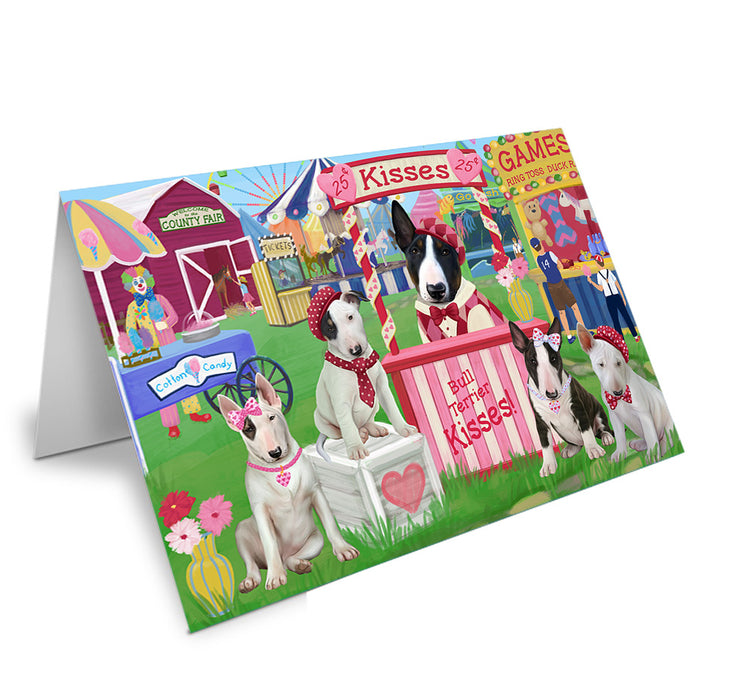 Carnival Kissing Booth Bull Terriers Dog Handmade Artwork Assorted Pets Greeting Cards and Note Cards with Envelopes for All Occasions and Holiday Seasons GCD73355