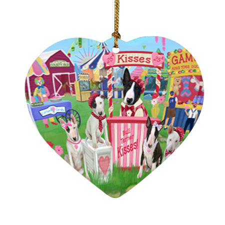 Carnival Kissing Booth Bull Terriers Dog Heart Christmas Ornament HPOR56636