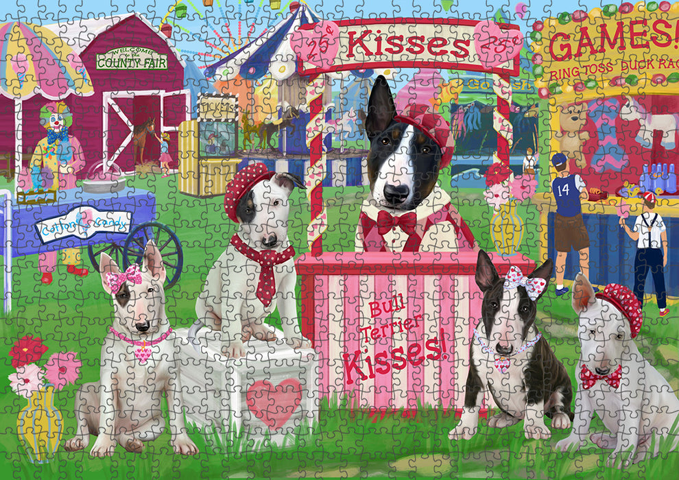 Carnival Kissing Booth Bull Terriers Dog Puzzle with Photo Tin PUZL93320
