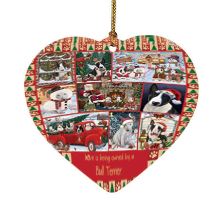 Love is Being Owned Christmas Bull Terrier Dogs Heart Christmas Ornament HPOR57837