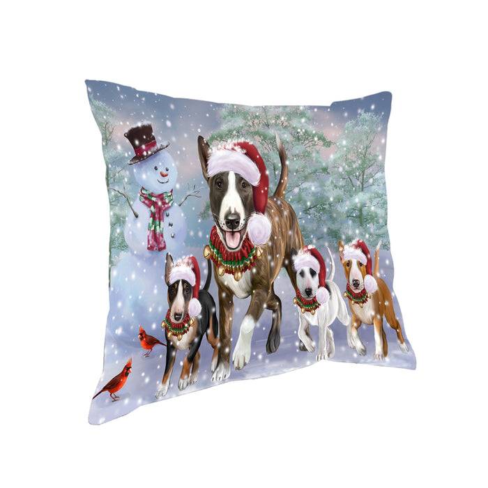 Christmas Running Family Bull Terrier Dogs Pillow PIL83664