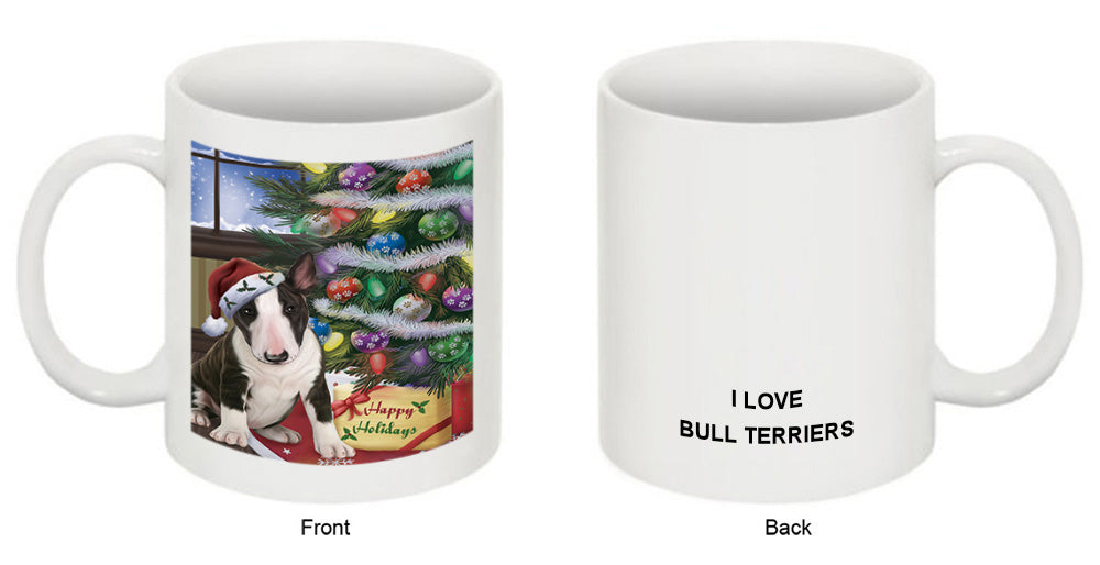 Christmas Happy Holidays Bull Terrier Dog with Tree and Presents Coffee Mug MUG49206