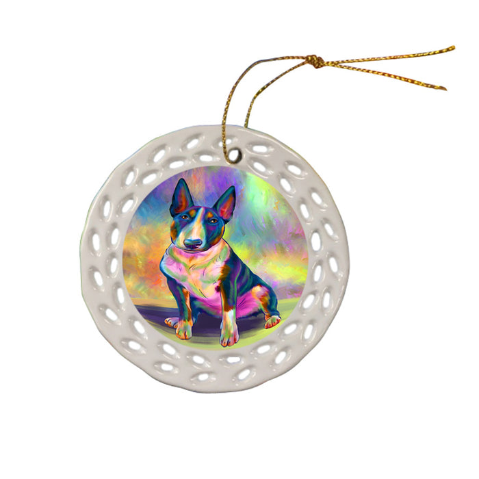 Paradise Wave Bull Terrier Dog Ceramic Doily Ornament DPOR57053