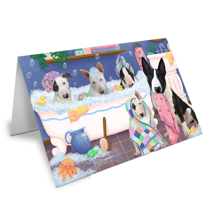 Rub A Dub Dogs In A Tub Bull Terriers Dog Handmade Artwork Assorted Pets Greeting Cards and Note Cards with Envelopes for All Occasions and Holiday Seasons GCD74837