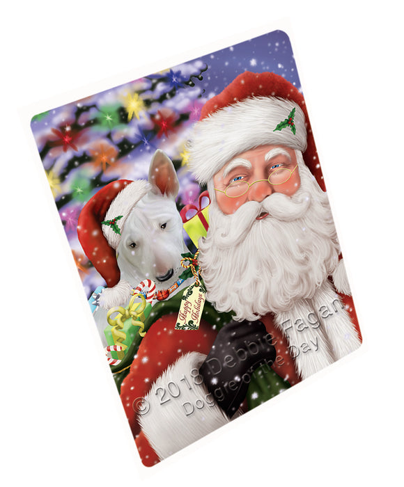 Santa Carrying Bull Terrier Dog and Christmas Presents Large Refrigerator / Dishwasher Magnet RMAG84684