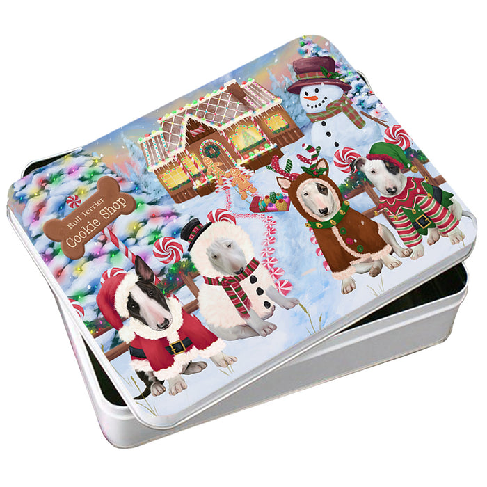 Holiday Gingerbread Cookie Shop Bull Terriers Dog Photo Storage Tin PITN56329