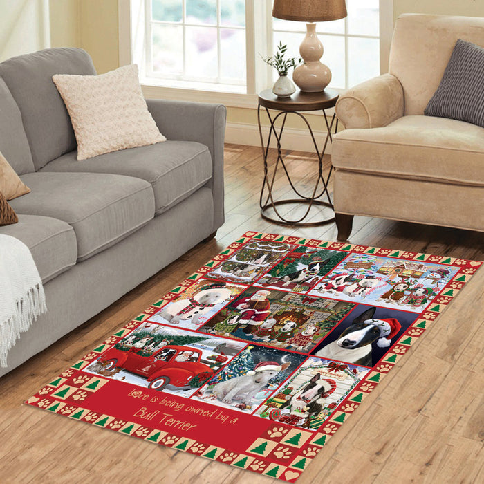 Love is Being Owned Christmas Bull Terrier Dogs Area Rug