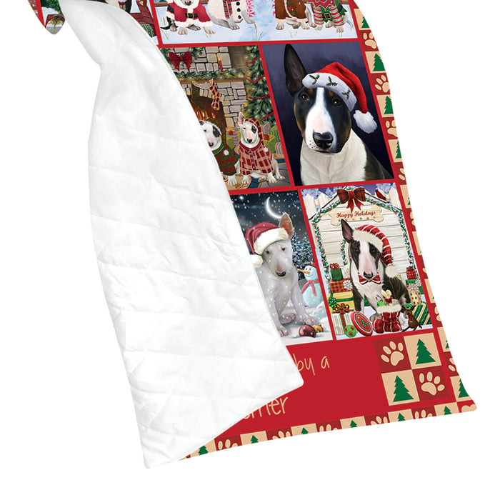 Love is Being Owned Christmas Bull Terrier Dogs Quilt