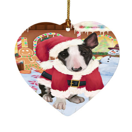 Christmas Gingerbread House Candyfest Bull Terrier Dog Heart Christmas Ornament HPOR56645