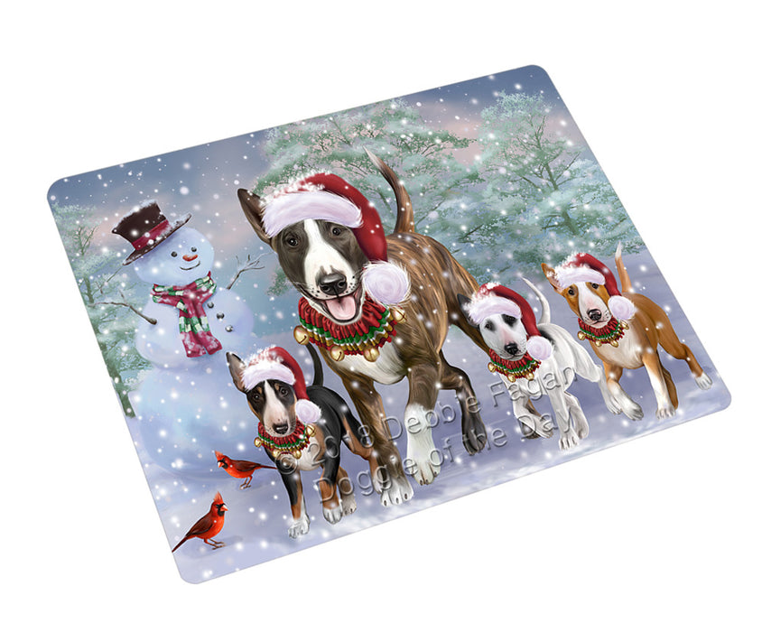 Christmas Running Family Bull Terrier Dogs Small Magnet MAG76252