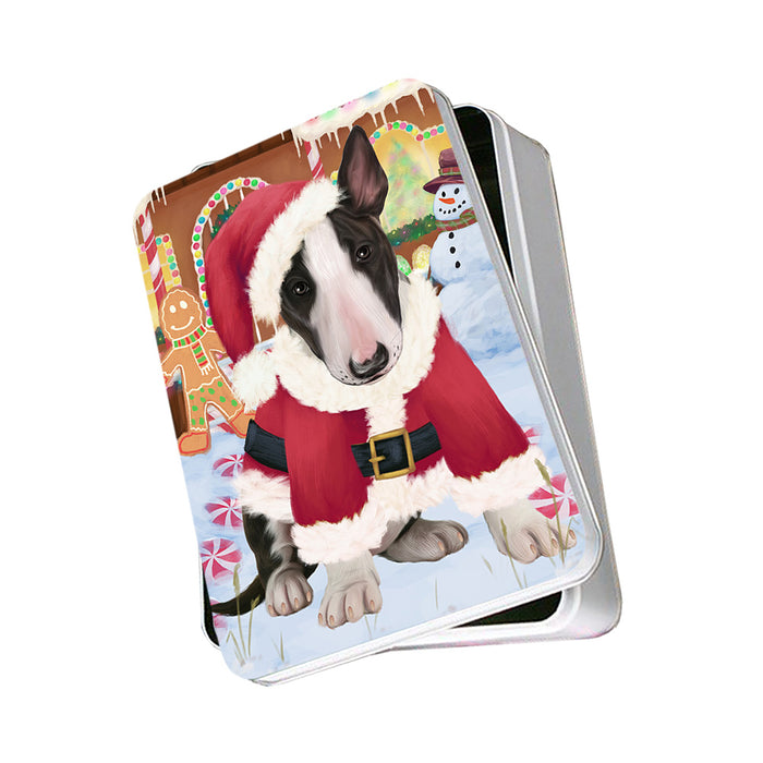 Christmas Gingerbread House Candyfest Bull Terrier Dog Photo Storage Tin PITN56232