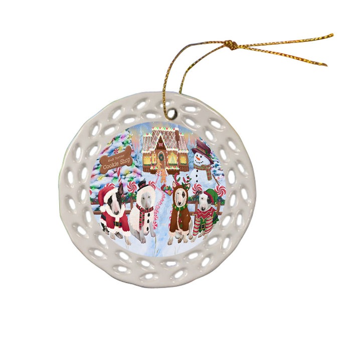 Holiday Gingerbread Cookie Shop Bull Terriers Dog Ceramic Doily Ornament DPOR56742