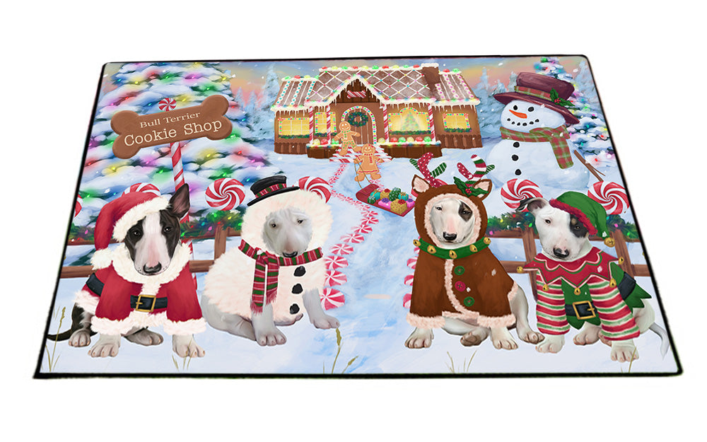 Holiday Gingerbread Cookie Shop Bull Terriers Dog Floormat FLMS53205