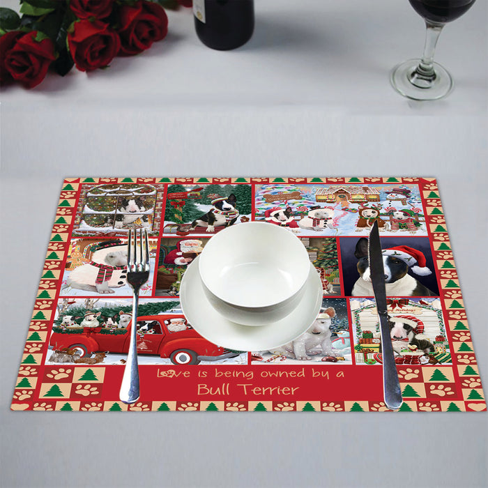 Love is Being Owned Christmas Bull Terrier Dogs Placemat
