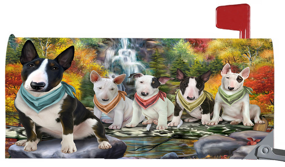 Scenic Waterfall Bull Terrier Dogs Magnetic Mailbox Cover MBC48714