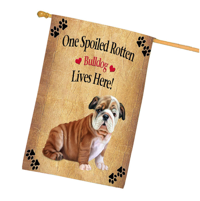 Spoiled Rotten Bulldog House Flag Outdoor Decorative Double Sided Pet Portrait Weather Resistant Premium Quality Animal Printed Home Decorative Flags 100% Polyester FLG68256