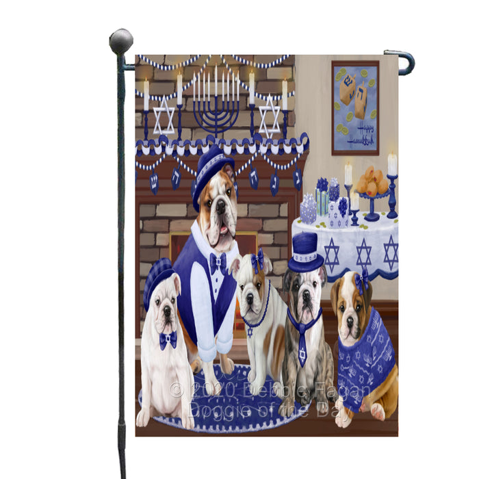 Happy Hanukkah Family Bulldogs Garden Flag GFLG65970