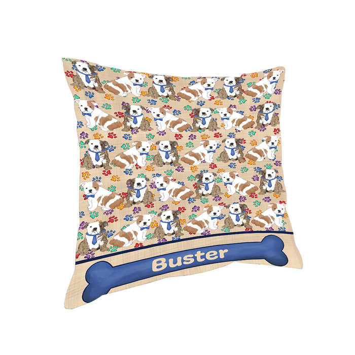 Rainbow Paw Print Bulldogs Pillow PIL84024