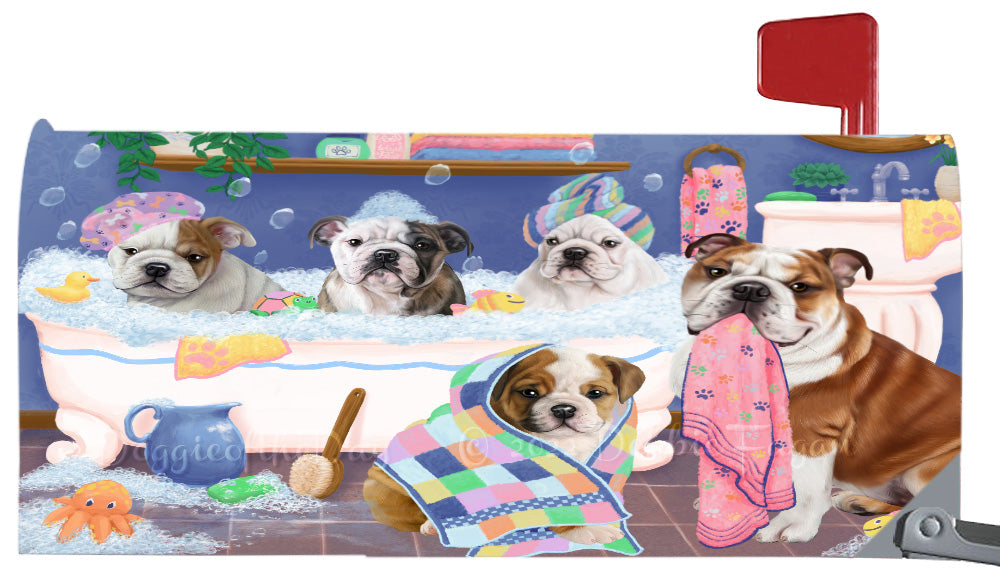 Rub A Dub Dogs In A Tub Bulldog Magnetic Mailbox Cover Both Sides Pet Theme Printed Decorative Letter Box Wrap Case Postbox Thick Magnetic Vinyl Material