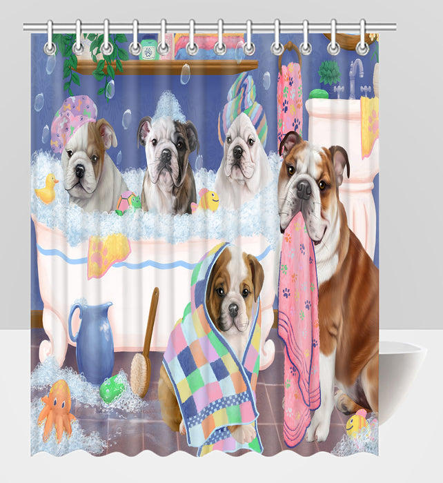 Rub A Dub Dogs In A Tub Bulldog Dogs Shower Curtain
