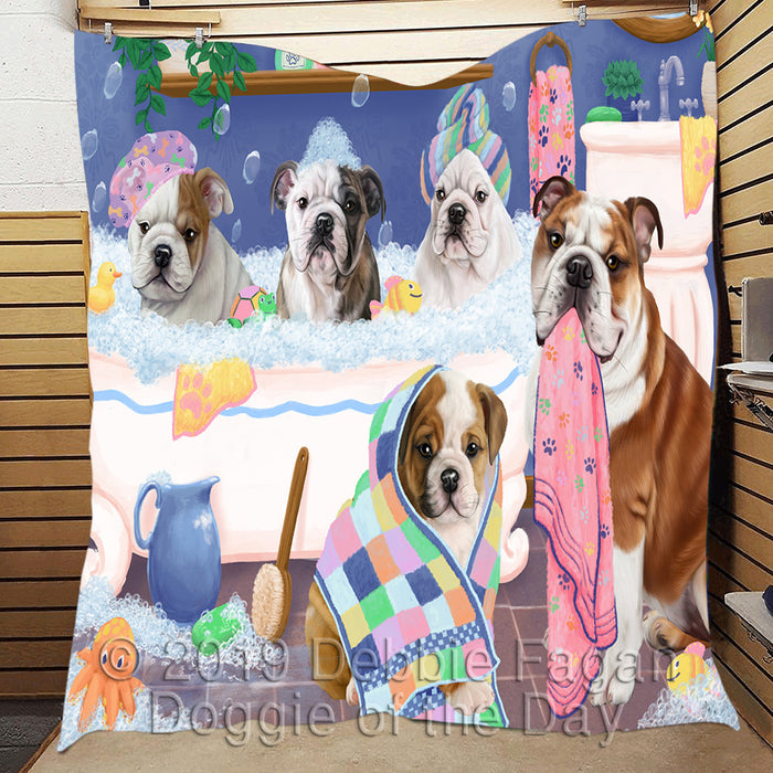 Rub A Dub Dogs In A Tub Bulldog Dogs Quilt