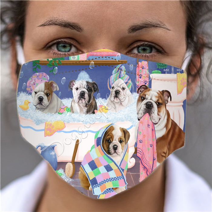 Rub A Dub Dogs In A Tub  Bulldog Dogs Face Mask FM49489