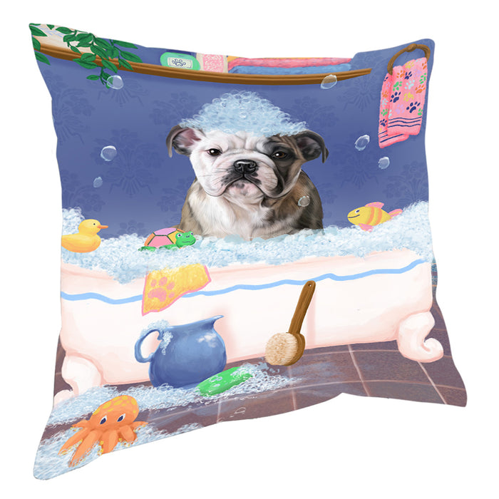 Rub A Dub Dog In A Tub Bulldog Pillow with Top Quality High-Resolution Images - Ultra Soft Pet Pillows for Sleeping - Reversible & Comfort - Ideal Gift for Dog Lover - Cushion for Sofa Couch Bed - 100% Polyester, PILA90436
