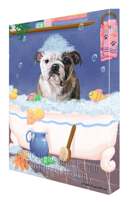 Rub A Dub Dog In A Tub Bulldog Canvas Print Wall Art Décor CVS142451