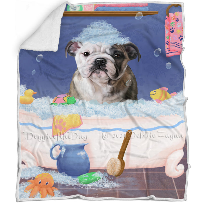 Rub A Dub Dog In A Tub Bulldog Blanket BLNKT143027