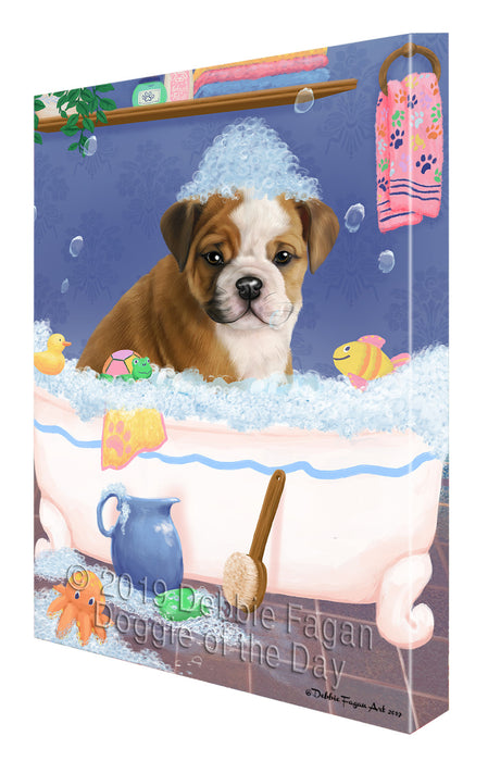 Rub A Dub Dog In A Tub Bulldog Canvas Print Wall Art Décor CVS142460