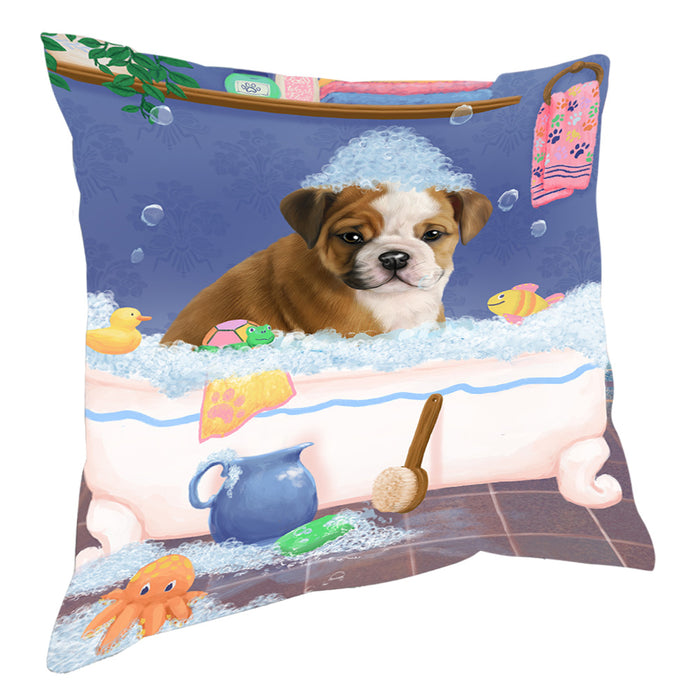 Rub A Dub Dog In A Tub Bulldog Pillow with Top Quality High-Resolution Images - Ultra Soft Pet Pillows for Sleeping - Reversible & Comfort - Ideal Gift for Dog Lover - Cushion for Sofa Couch Bed - 100% Polyester, PILA90439