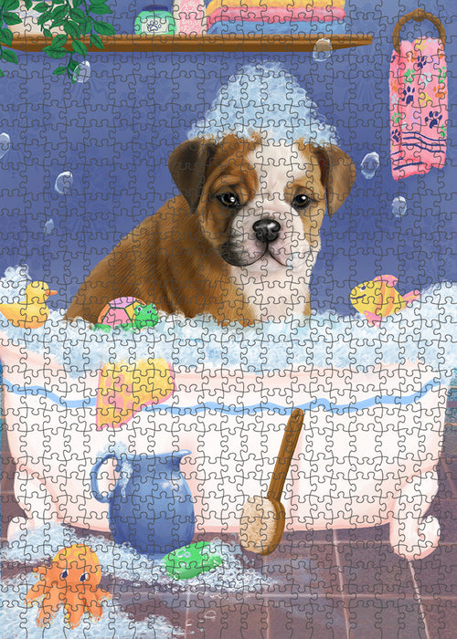 Rub A Dub Dog In A Tub Bulldog Portrait Jigsaw Puzzle for Adults Animal Interlocking Puzzle Game Unique Gift for Dog Lover's with Metal Tin Box PZL240