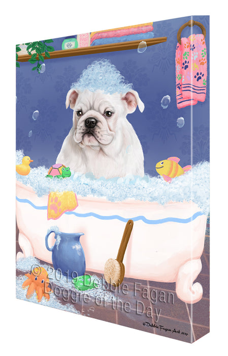 Rub A Dub Dog In A Tub Bulldog Canvas Print Wall Art Décor CVS142469