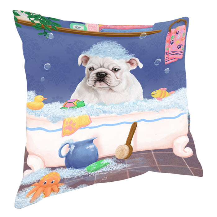 Rub A Dub Dog In A Tub Bulldog Pillow with Top Quality High-Resolution Images - Ultra Soft Pet Pillows for Sleeping - Reversible & Comfort - Ideal Gift for Dog Lover - Cushion for Sofa Couch Bed - 100% Polyester, PILA90442
