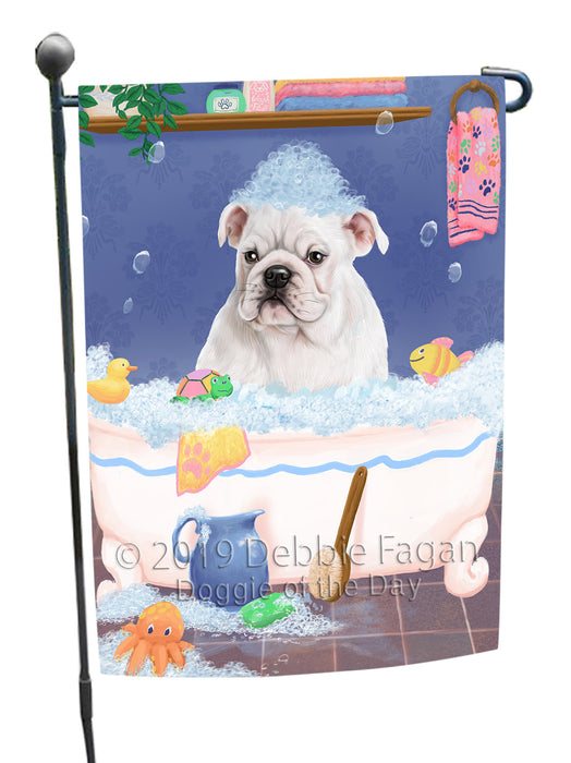 Rub A Dub Dog In A Tub Bulldog Garden Flag GFLG66185