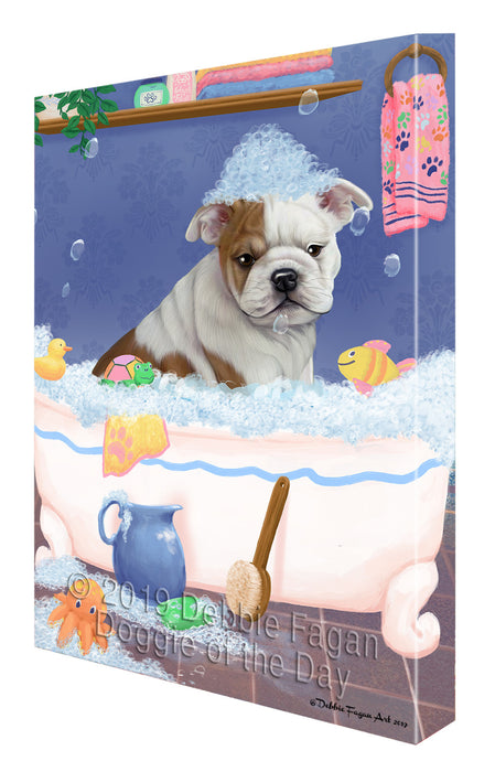 Rub A Dub Dog In A Tub Bulldog Canvas Print Wall Art Décor CVS142478